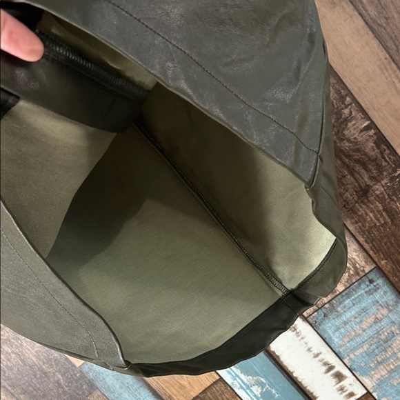 Shinestar Olive Leather Skirt with Zipper - Picture 6 of 11